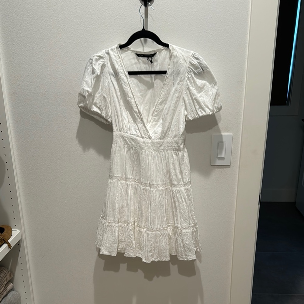 White V-Neck Zara Mini Dress